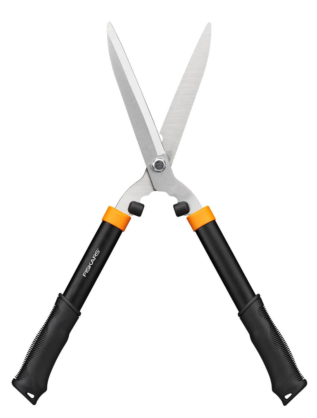 Fiskars Heckenschere HS21, Für Form- und Rückschnitt von Hecken und Büschen, Länge 59 cm, Gehärtete Stahl-Klingen/Soft-Touch Kunststoff-Griff, Schwarz/Orange, Solid, 1026827