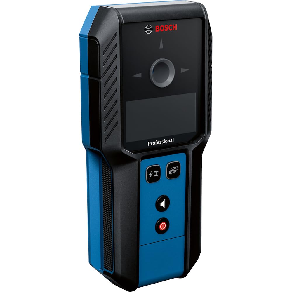 Bosch Professional Ortungsgerät GMS 120-27 (2xAA Batterien, max. Detektionstiefe Nicht-magnetisches Metall/magnetisches Metall/Spannungsführende Leitungen/Holz: 120/100/50/30 mm, Schutztasche)