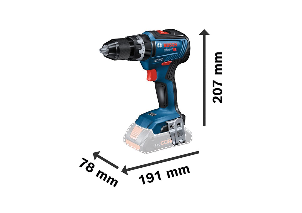 Bosch Professional 18V System Akku Schlagbohrschrauber GSB 18V-55 (max. Drehmoment 55 Nm, ohne Akku/ Ladegerät)
