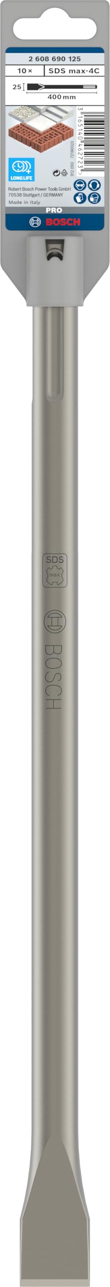 Bosch 10x PRO SDS max-4C Flachmeißel-Set (für Beton, Ziegelstein, Ø mm, Professional Zubehör Bohrhammer, Abbruchhammer)