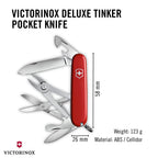 Victorinox Schweizer Taschenmesser, Deluxe Tinker, Multitool, 17 Funktionen, Klinge, gross, Dosenöffner, Schraubendreher 3 mm, Rot