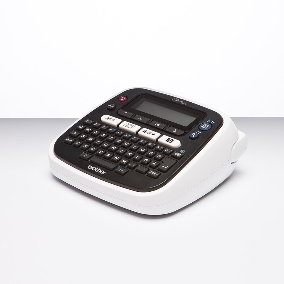 Brother PT-D200BWVP Beschriftungsgerät inklusive Netzadapter und Transportkoffer (für 3,5 bis 12 mm breite TZe-Schriftbänder, bis zu 20 mm/Sek. Druckgeschwindigkeit), Schwarz