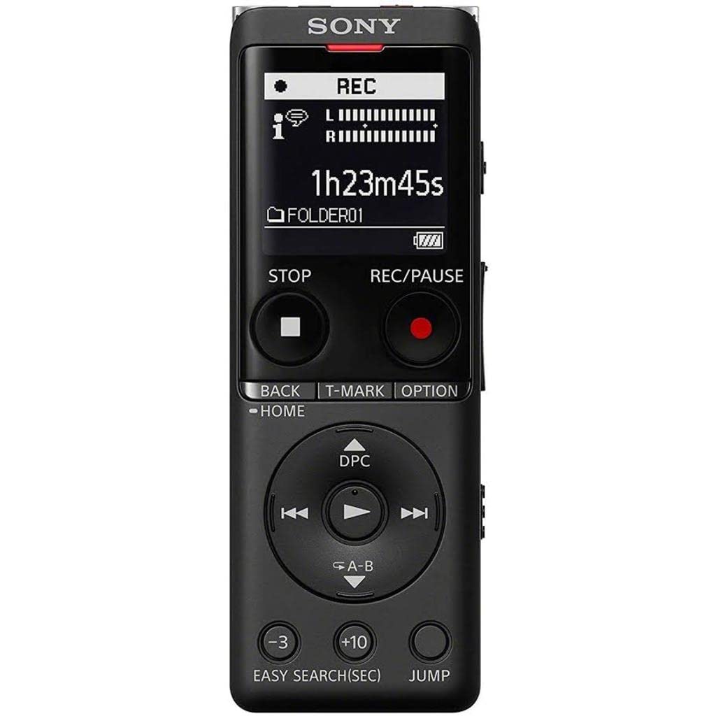 Sony ICD-UX570B Digitales Diktiergerät (OLED Display, 4GB Speicher, Micro SD) schwarz