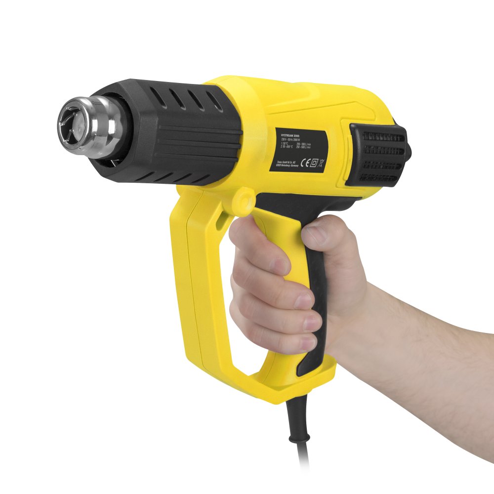 TROTEC Heißluftpistole HyStream 2000 – Heißluftfön Temperaturstufen 50 °/ 650 °, 2000 W – Überhitzungsschutz, LCD Display, zum Entlacken, Löten, Schrumpfen