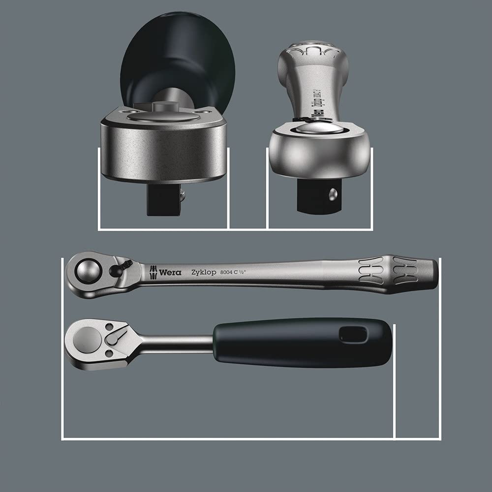 Wera 05004034001 8004 B Zyklop Metal-Knarre mit Umschalthebel mit 3/8Zoll-Antrieb , 3/8 Zoll x 222.0 mm