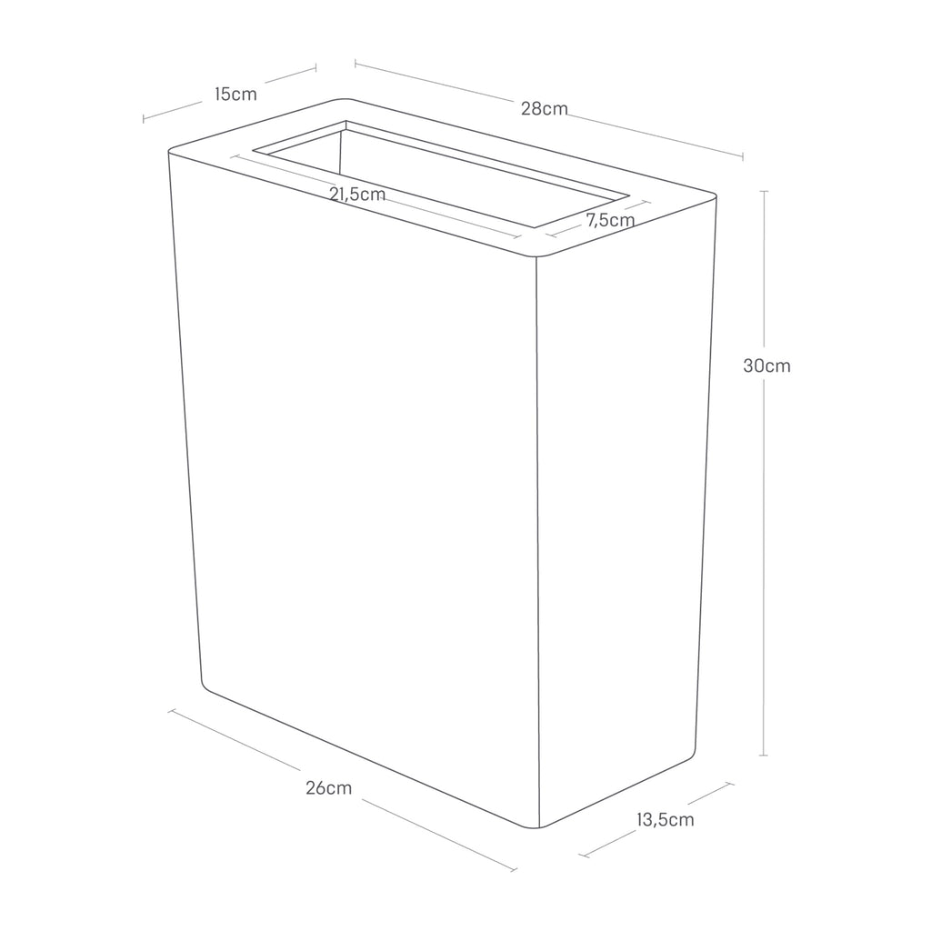 Yamazaki Rin' 3195 Papierkorb-Mülleimer für Wohnzimmer, Büro, Arbeitszimmer, Stahl, Holz, schwarz, L 28 x B 15 x H 30 cm
