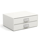 BIGSO BIRGER Schubladenbox – Aufbewahrungsbox mit 2 Schubladen – Schreibtisch Ablage für Dokumente & Bürobedarf – Ablagesystem aus recycelter Faserplatte und Papier – weiß