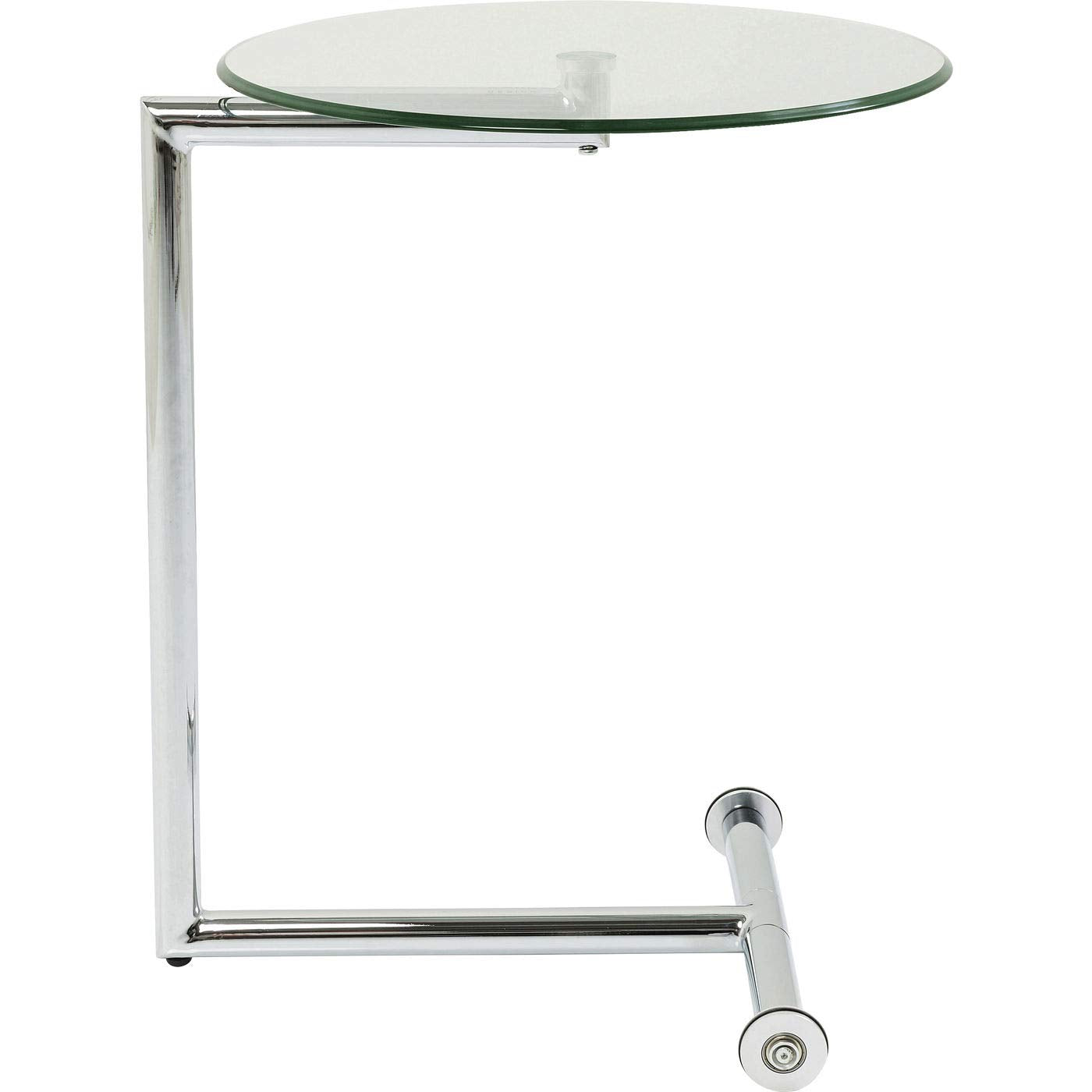 Kare Design Beistelltisch Easy Living, Chrom, Rund, 46cm Durchmesser, rollbar, Laptoptisch, Nachttisch, Wohnzimmertisch, Glas Tischplatte, Stahlgestell, 63x46x46 cm (H/B/T)