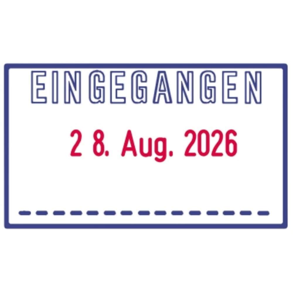 Trodat Printy 4750/L1 Datumstempel mit Text EINGEGANGEN, Selbstfärber, Abdruckfarbe blau-rot, 41 x 24 mm