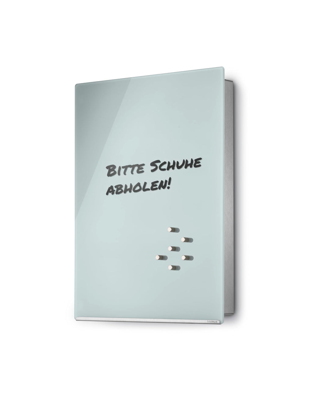 Blomus Schlüsselkasten -Velio- | Weiß | Glasmagnettafel mit 14 Schlüsselhaken | Größe 40 x 30 cm | Schlüsselbox aus Glas & Edelstahl