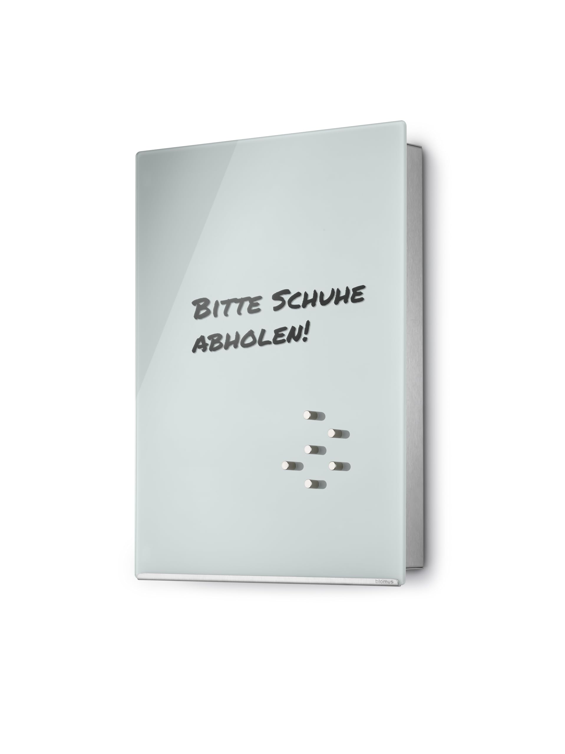 Blomus Schlüsselkasten -Velio- | Weiß | Glasmagnettafel mit 14 Schlüsselhaken | Größe 40 x 30 cm | Schlüsselbox aus Glas & Edelstahl