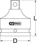KS Tools 515.1798 1" Kraft-Reduzieradapter, 1"F x 3/4"M