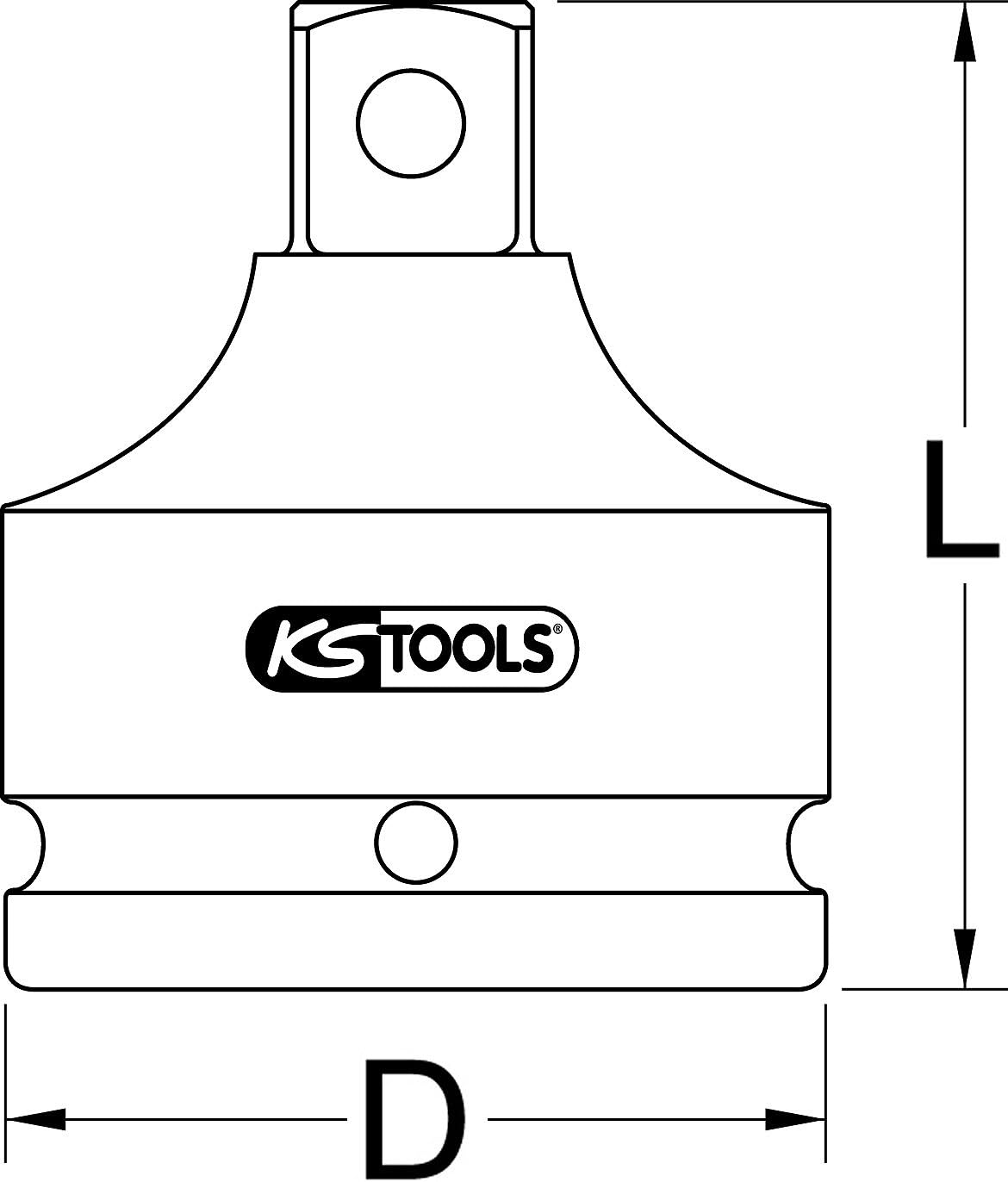 KS Tools 515.1798 1" Kraft-Reduzieradapter, 1"F x 3/4"M