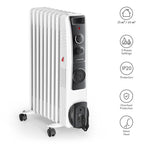 TROTEC Ölradiator TRH 22 E – 2.400 W, 3 Heizstufen, Turbogebläse mit PTC-Heizelement, Thermostat, Frostwächter-Funktion, Überhitzungs- & Kippschutz, mobil