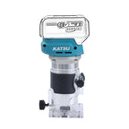 KATSU FIT-BAT 18V/21V Brushless Akku-Oberfräse Holzfräse Kantenfräse mit Trimmer-Basis, 3 Spannzangen 1/4", 6 mm und 8 mm, Ohne Akku und Ladegerät 102770