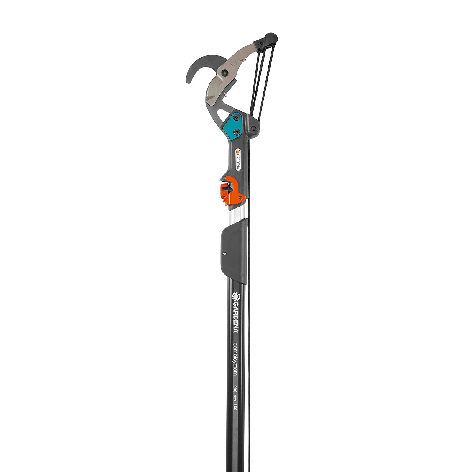 Gardena combisystem-Bypass-Baumschere: Astschere mit 5-fach Rollenübersetzung für kraftsparendes Schneiden von Ästen bis 35 mm Durchmesser mit 4,7 m reißfestem Zugseil und D-Griff (298-20)