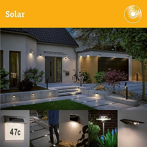Paulmann 79846 LED Solar Hausnummer 5 IP44 Warmweiß Akku wechselbar incl. 1x0,2 Watt Solarleuchte Schwarz Solarlampe Kunststoff Solarlicht 3000 K