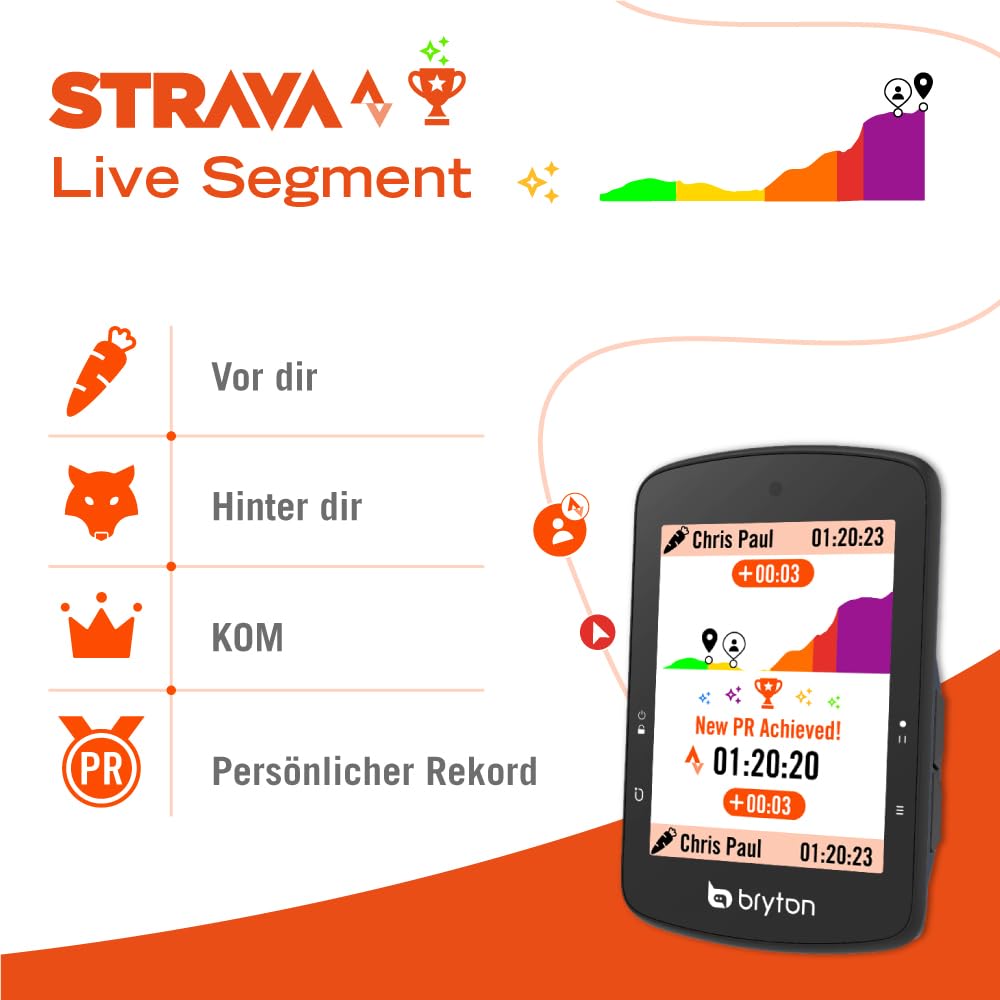 Bryton Rider S510 Sensor-Bundle 2,8-Zoll-Farb-LCD-Touchscreen GPS-Fahrradcomputer, Offline-EU-Karte, kompatibel mit Fahrrad-Radar, 30 Stunden Akkulaufzeit