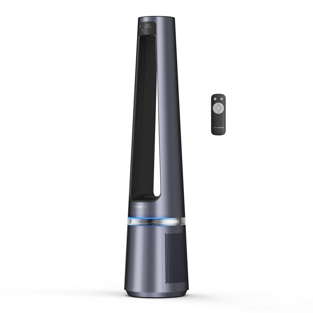 Rowenta rotorloser 2 in1 Luftreinigungsventilator Eclipse QU5030 | Luftreiniger und Ventilator | Feinpartikel | 12 Geschwindigkeiten | Timer | verzögerte Startfunktion | Fernbedienung | Anthrazit