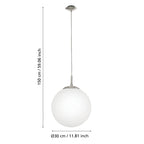 EGLO Pendellampe Rondo, 1 flammige Pendelleuchte, Hängeleuchte aus Metallin Silber, Glas in Opal matt weiß, E27 Fassung, Ø 30 cm