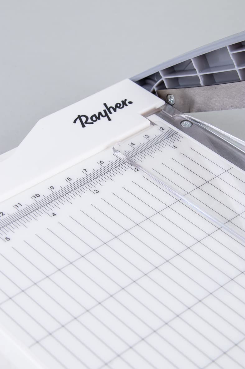 Rayher 29209000 Hebel-Schneidemaschine A5, 28 x 19,5 cm, Schnittlänge ca.21,6 cm, Papierschneidemaschine, Weiß