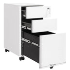 SONGMICS Rollcontainer, Aktenschrank, Büroschrank mit Rollen, Schreibtisch, Unterschrank, abschließbar, Schubladen, Dokumente in DIN-A4-, Legal-, Letter-Format, Hängeregistratur, weiß OFC030W01