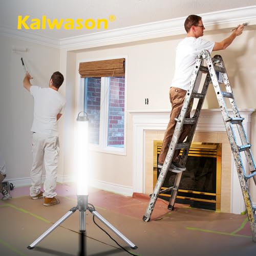 150W LED Turm Baustrahler mit Stativ, 15000 Lumen 360 Grad Strahler LED Arbeitsleuchte mit 2m Kabel, 4000K Warmweiß，Vormontage für Heimwerken, Werkstatt, Garage, Keller, Schuppen