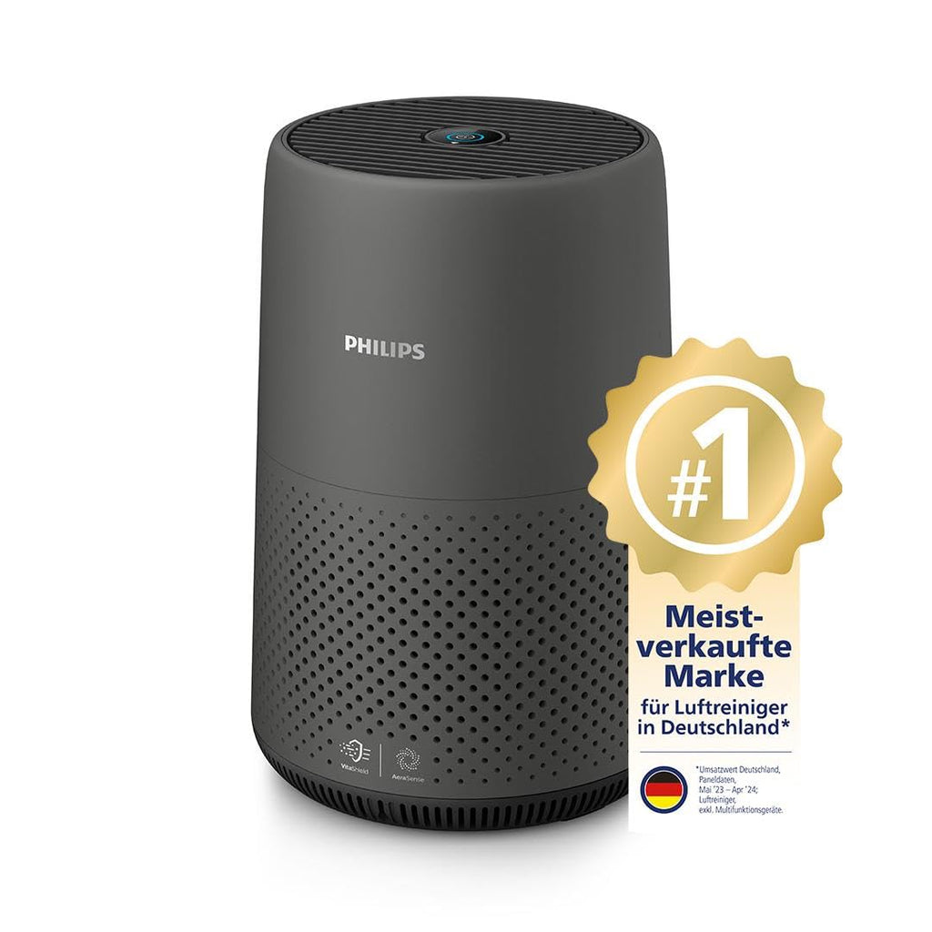 Philips Haushaltsgeräte 800i-Serie Kompakt-Luftreiniger, 49m2, HEPA- & Aktivkohlefilter, Entfernt Bis Zu 99,5% Der Viren & Aerosole Aus Der Luft (1), Schwarz (AC0850/11)