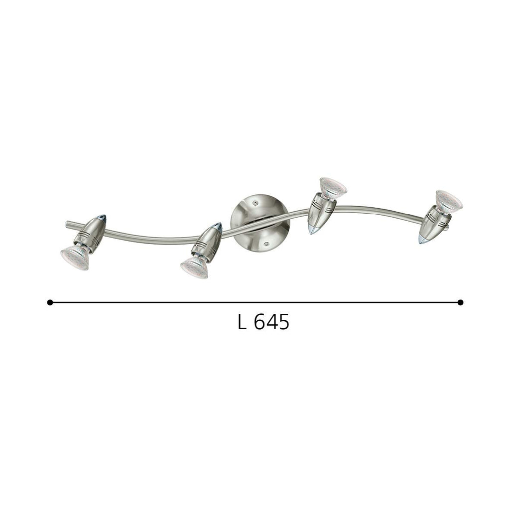 EGLO LED Deckenlampe Magnum LED, 4 flammige Deckenleuchte, Deckenstrahler aus Metall, Wohnzimmerlampe in Nickel-Matt, Chrom, Spots inkl. GU10 Leuchtmittel, warmweiß