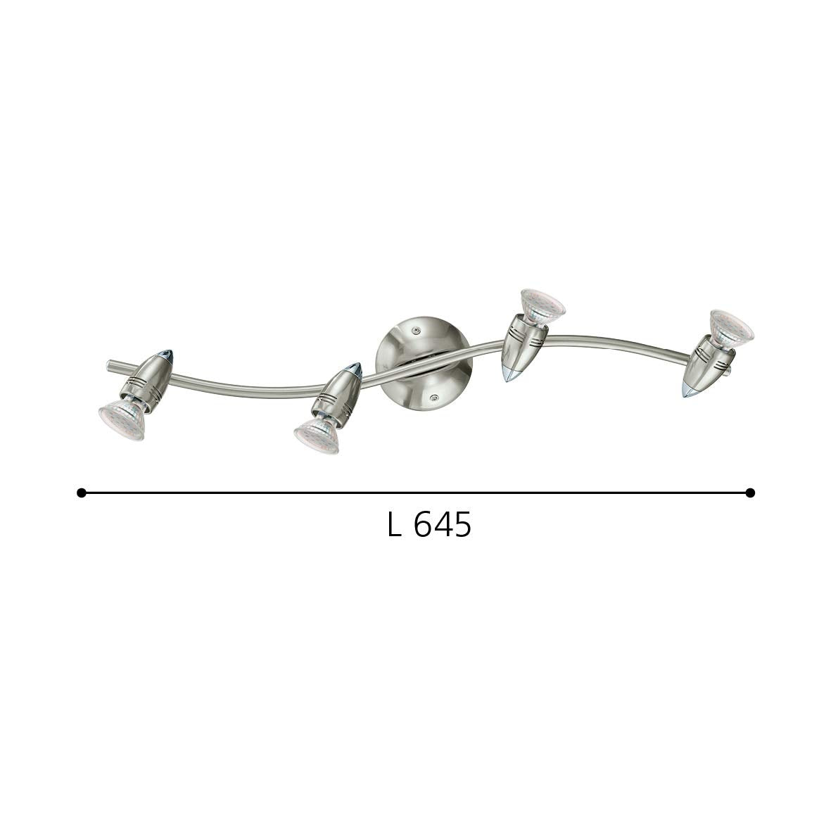 EGLO LED Deckenlampe Magnum LED, 4 flammige Deckenleuchte, Deckenstrahler aus Metall, Wohnzimmerlampe in Nickel-Matt, Chrom, Spots inkl. GU10 Leuchtmittel, warmweiß