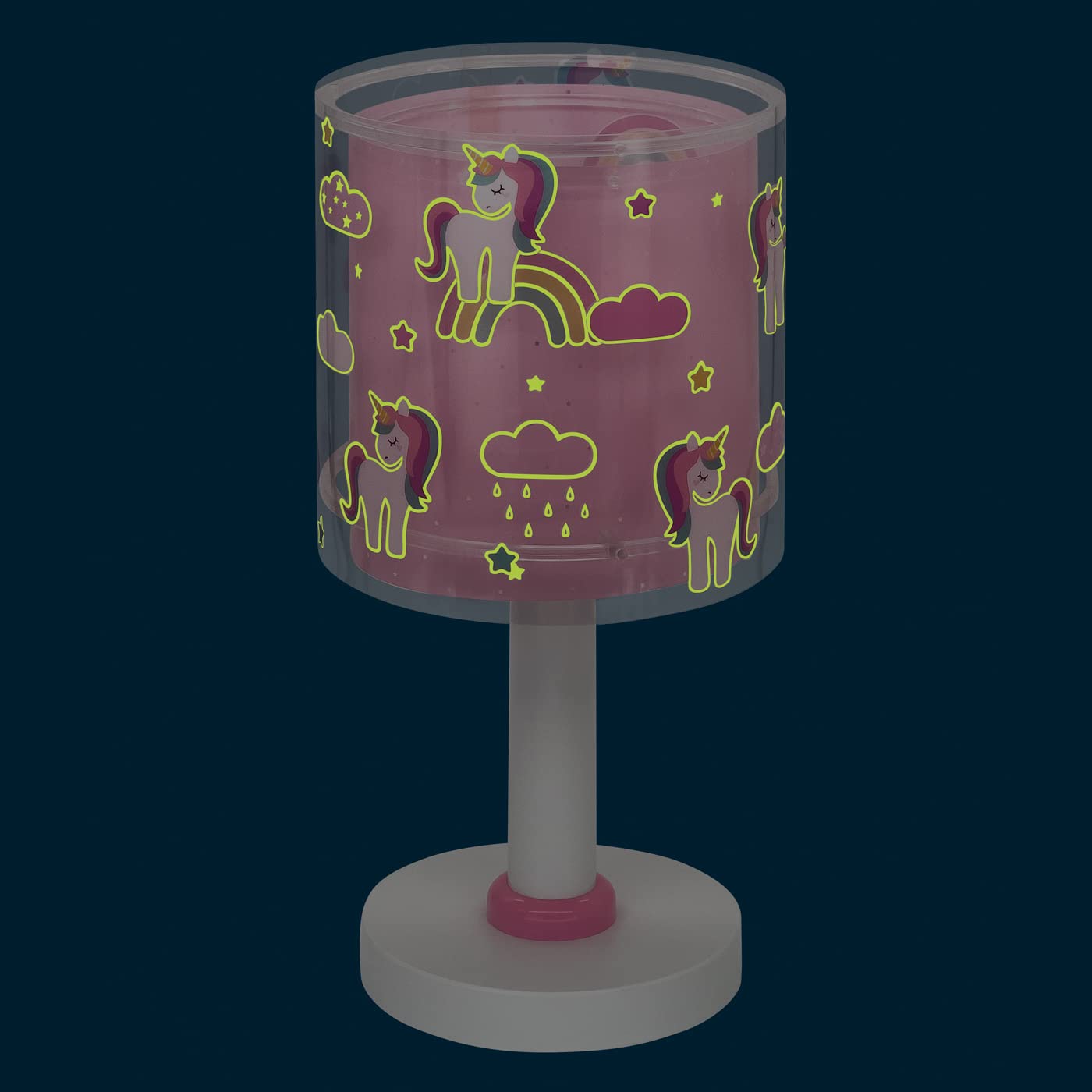 Dalber Kinder Tischlampe Nachttischlampe kinderzimmer Einhörner Tiere Unicorns, Kinderzimmer, Nachttischlampe, 41591, E14, Rosa