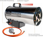 Güde 85006 Gasheizgebläse GGH 17 INOX (17kW, Edelstahlbrenner, Edelstahlgehäuse, Schlauch 1,5 m, Druckminderer)