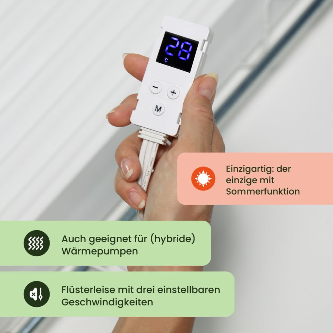 SpeedComfort Heizkörper Ventilator mit Control Sensor - Duo-Set (2X) - Bis zu 22% Energieeinsparung - Heizungsventilator Wärmepumpen-geeignet - Mehrere Geschwindigkeiten - Flüsterleise