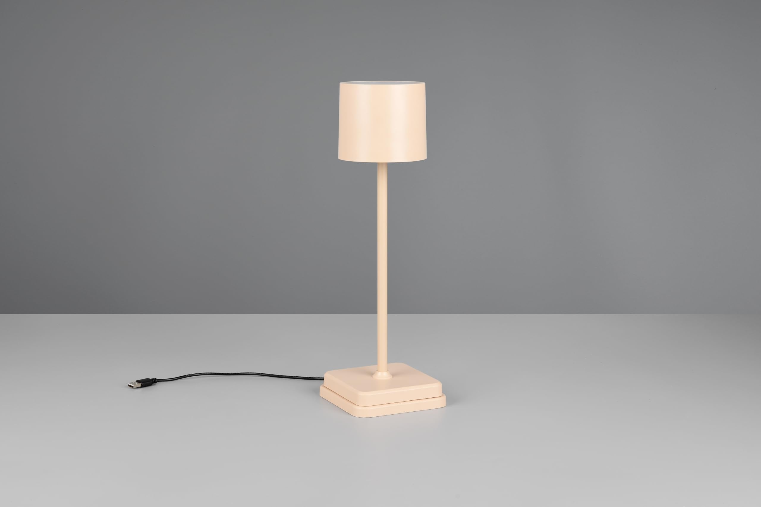 Reality Leuchten LED Akku Außen Tischleuchte Fernandez R54096166, Metall/Kunststoff sandfarbig, inkl. 1.5 Watt LED, Ladestation