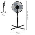 TROTEC Standventilator TVE 17 S – 40 Watt, oszillierend 80°, 3 Stufen, Ø 40 cm, höhenverstellbar, leise, schwarz