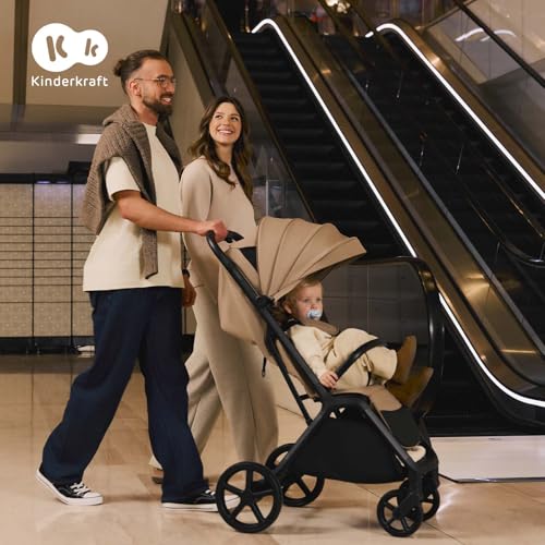 Kinderkraft LOOM Kompakter und leichter Buggy, automatisches Zusammenklappen, große pannensichere Räder, verstellbare Rückenlehne, ab Geburt bis 22 kg, Grün