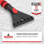 NIGRIN Eiskratzer Auto mit Schneebesen, ergonomischer rutschfester Softgriff, aus hochstabilem ABS, Schwarz-Rot