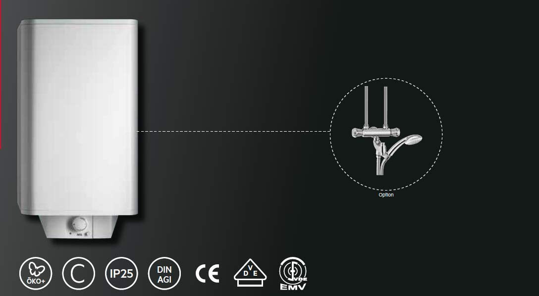 AEG Wandspeicher DEM 100 Basis, Warmwasserboiler 100 Liter, stufenlose Temperaturwahl, Schnellaufheiztaste, 230 V mit Stecker, VDE geprüft, 234199