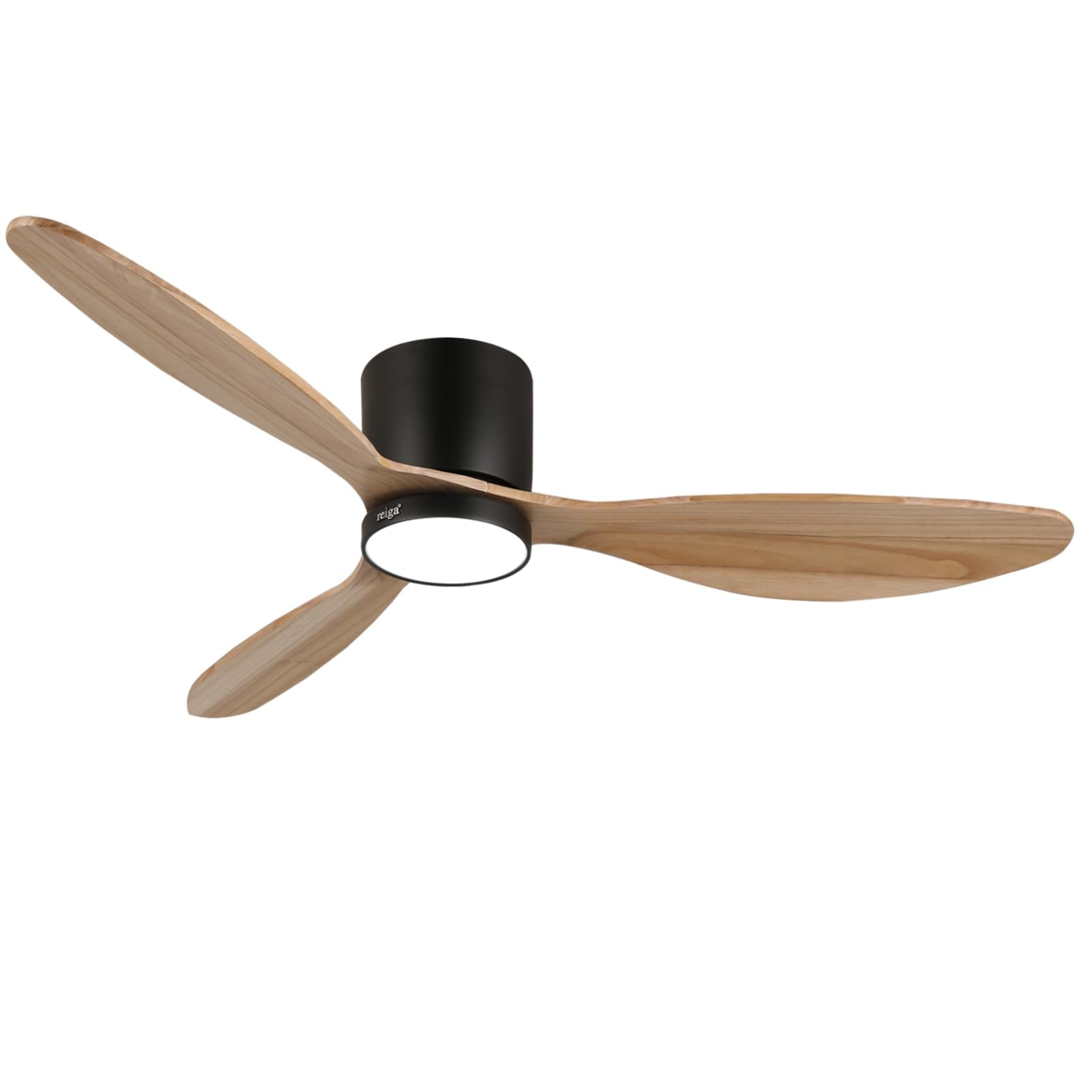 reiga Deckenventilator mit Fernbedienung, 132cm Leiser Deckenventilator mit Lampe, 6 Windgeschwindigkeiten, Smart Alexa Ventilator - Natürliche Holzfarbe der Blätter