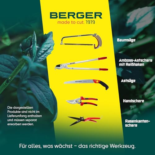 BERGER-Tools Heckenschere Komfort 4590 mit Wellenschliff und Anschlagdämpfer, Länge 54 cm, Rot, Heckenschere Komfort mit Wellenschliff 540mm