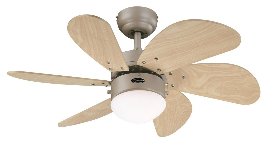 Westinghouse Lighting 76 cm Deckenventilator Turbo Swirl 78158 mit Einzelleuchte und sechs Flügeln, Ausführung in Titan mit Opalmilchglas, 7815840, Titanium