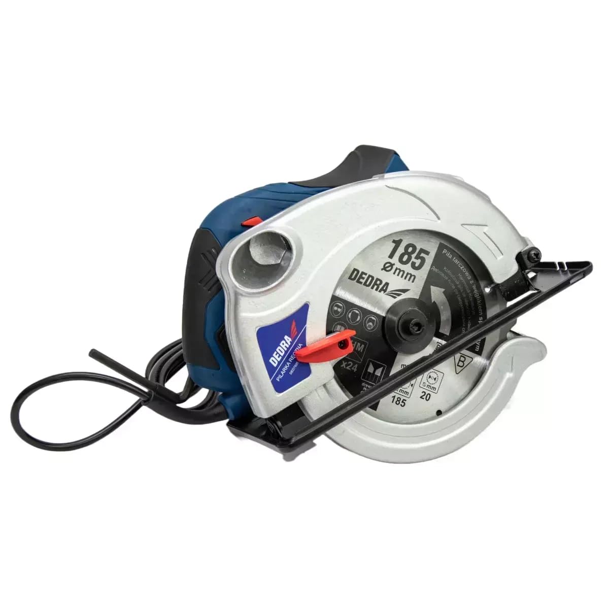 Handkreissäge DEDRA stark 1500W, Kreissägeblatt Ø 185mm, max. Schnitttiefe 66 mm, Sehr hohe Drehzahl: 5500 U/min Ergonomisches Leichtgewicht 4,4kg, softgrip, für Holz und mehr