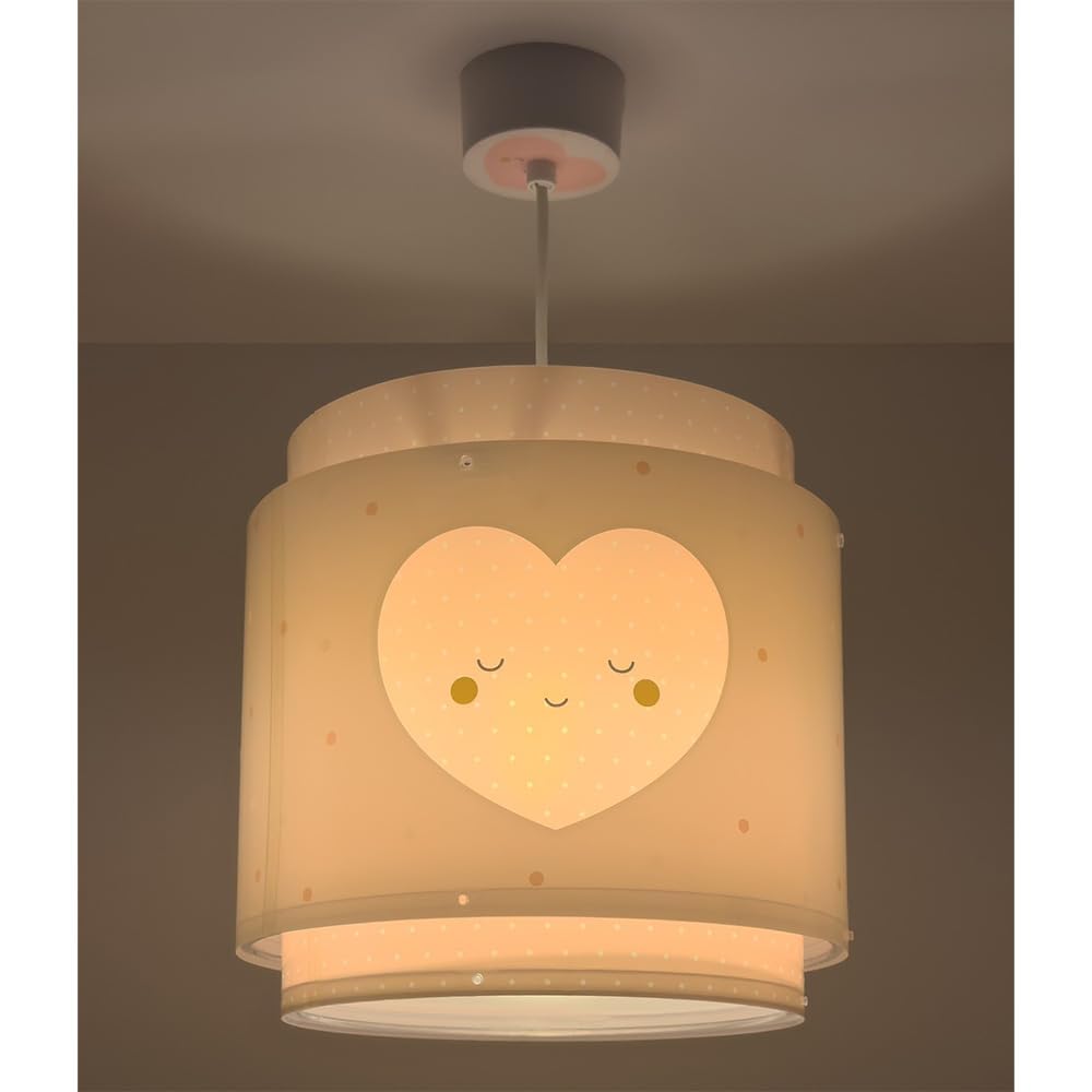 Dalber Lampe kinderzimmer, kinderlampe Pendelleuchte Hängelampe, Deckenleuchte Kinder, Deckenlampe kinderzimmer Baby Dreams Herz Rosa, 76012S, E27