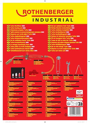 ROTHENBERGER Industrial 5teiliges Hochleistungs-Turbo-Lötbrenner Set inkl. 2 m Propan-Gasschlauch & Zubehör | Lötbrenner | Brenner | 800°C Arbeitstemperatur | Weichlöten | Hartlöten 030950E
