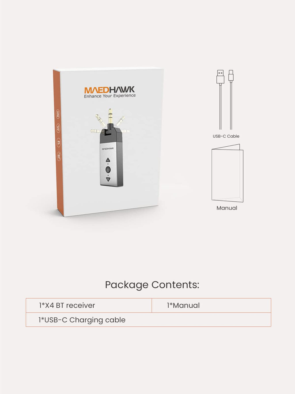 MaedHawk Aux Bluetooth Adapter Auto, Bluetooth 5.2 Empfänger Klinke Drehbarer 3.5 mm Anschluss für Auto Heim Stereo Musikstreaming (Lautstärke einstellbar, Freisprechen, A2DP)