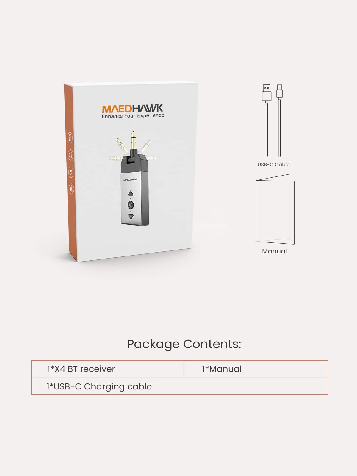 MaedHawk Aux Bluetooth Adapter Auto, Bluetooth 5.2 Empfänger Klinke Drehbarer 3.5 mm Anschluss für Auto Heim Stereo Musikstreaming (Lautstärke einstellbar, Freisprechen, A2DP)