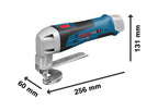 Bosch Professional 12V System Akku Blechschere GSC 12V-13 (inkl. 2x 2.0Ah Akku, Schnellladegerät GAL 12V-40, Innensechskantschlüssel, 1x Ober- und Untermesser für Blechschere, L-BOXX-Einlage, L-BOXX)