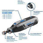 Dremel Lite 7760 Akku Multifunktionswerkzeug 3.6V, Set mit 15 Zubehörteilen, Variable Drehzal 8.000-25.000 U/min - zum Schnitzen, Gravieren, Schleifen, Schärfen, Reinigen, Polieren, Schmirgeln