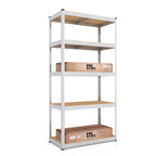 baudim - 180x60x40 cm Schwerlastregal, Steckregal verzinkt mit 5 MDF-Böden und 175 kg Tragkraft, Metallregal, Garagenregal oder Lagerregal, Kellerregal, Abstelraum, Werkstattregal Metall