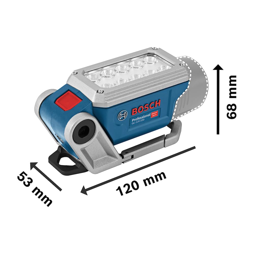 Bosch Professional 12V System Akku LED-Lampe GLI 12V-330 (330 Lumen, Betriebszeit: 180 min/Ah, ohne Akku/ Ladegerät)